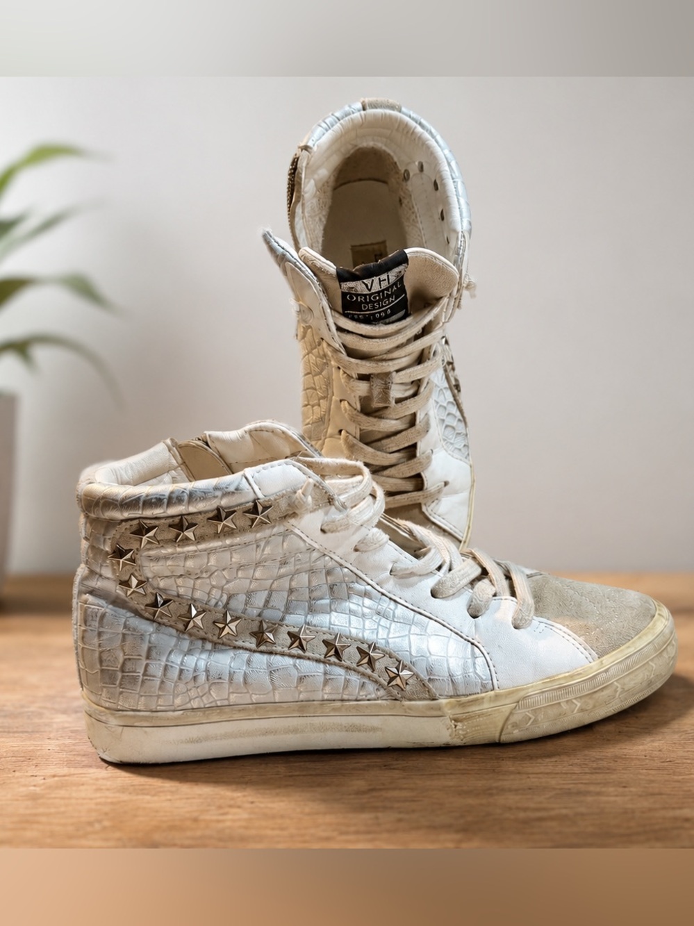 White High-Top Star-Studded Sneakers - Original Design